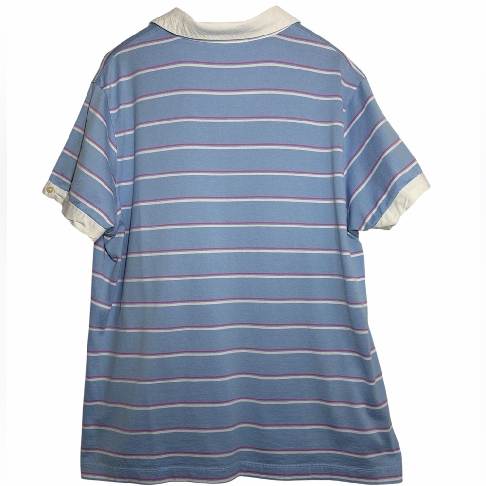 Magnolia Lane Womens Masters Golf Polo Shirt Striped Blue Pink White XL - Picture 2 of 8
